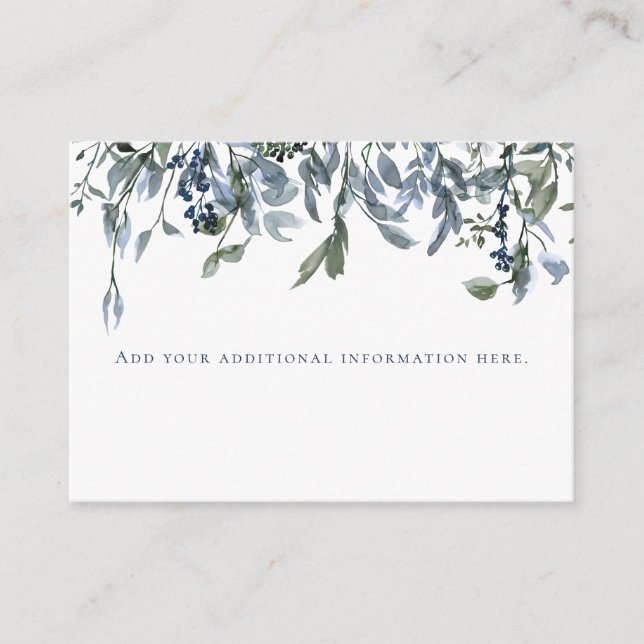 Carte D'accompagnement Aquarelle Fête des mariées florale bleu foncé (Devant)