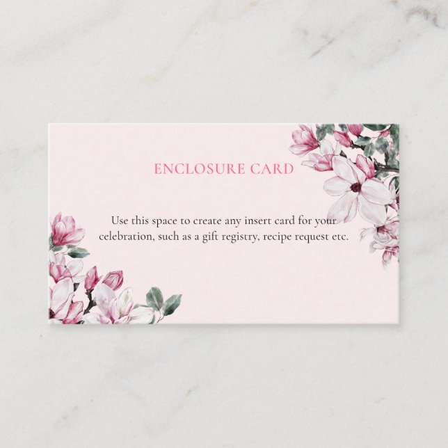 Carte D'accompagnement Aquarelle Fête des mariées végétale rose (Devant)