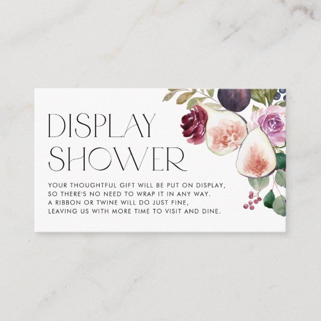 Carte D'accompagnement Aquarelle Fig et Berry Floral Dsiplay Douche (Devant)