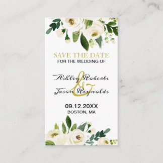 Carte D'accompagnement Aquarelle Fleur blanche Enregistrer la date