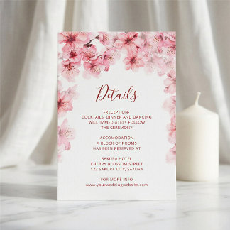Carte D'accompagnement Aquarelle Fleur de Cerisier Blanc