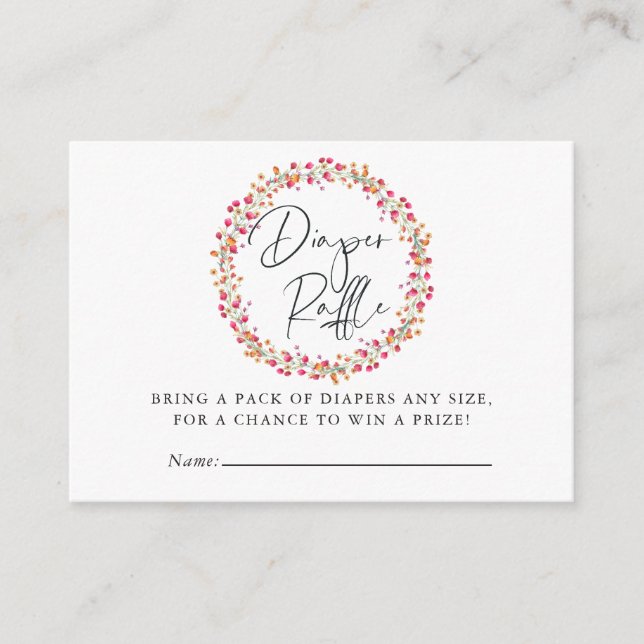 Carte D'accompagnement Aquarelle Fleur sauvage Baby shower Déchets Raffle (Devant)