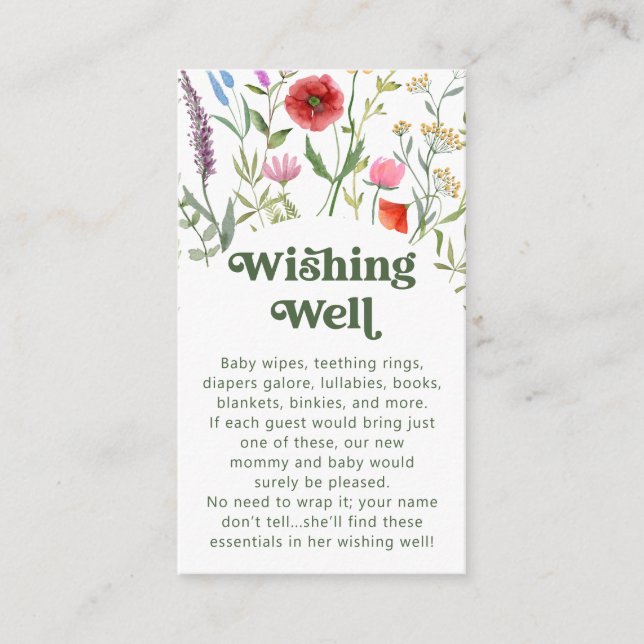 Carte D'accompagnement Aquarelle Fleur sauvage blanc Wishing well (Devant)