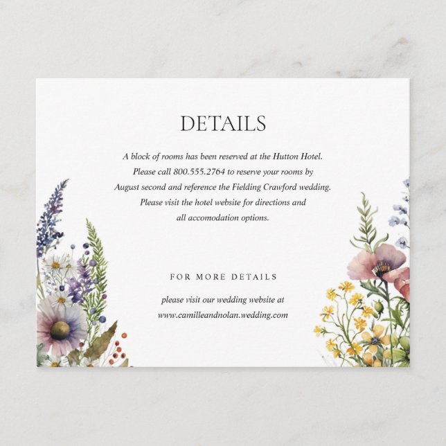 Carte D'accompagnement Aquarelle Fleur sauvage Jardin Arc Mariage Floral (Devant)