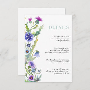 Carte D'accompagnement Aquarelle fleur sauvage mariage fleuri 