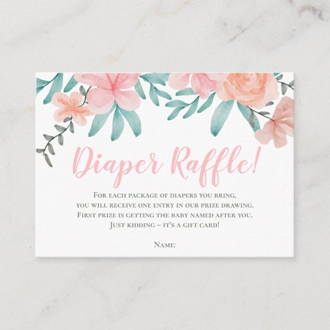 Carte D'accompagnement Aquarelle fleurie printanière tombole de corail (Devant)