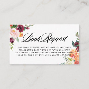 Carte D'accompagnement Aquarelle Fleurs d'automne Baby shower Demande de 