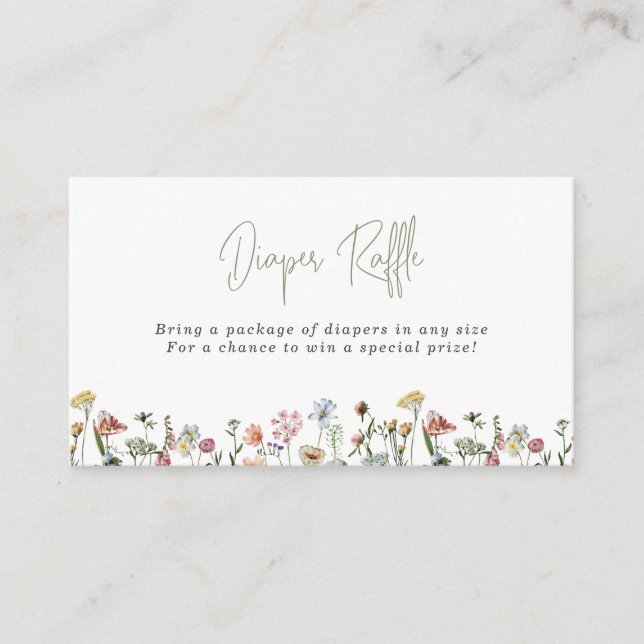 Carte D'accompagnement Aquarelle Fleurs sauvages Raffle de couches (Devant)