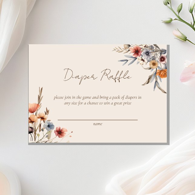 Carte D'accompagnement Aquarelle Floral Beige Baby shower Déchets Raffin (Créateur téléchargé)
