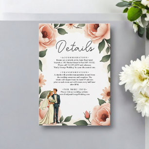 Carte D'accompagnement Aquarelle Floral Blush Rose Bride et Mariage de ch