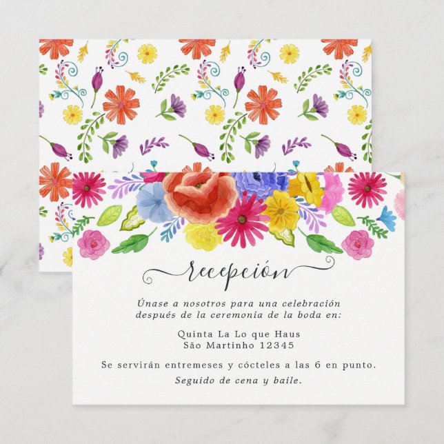 Carte D'accompagnement Aquarelle Floral Espagne Fiesta Réception de maria (Devant / Derrière)
