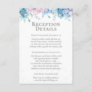 Carte D'accompagnement Aquarelle Floral Réception Détails / Directions