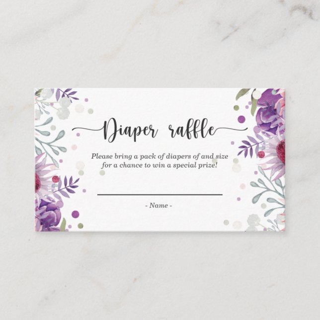 Carte D'accompagnement Aquarelle Floral rose et lila Déchets Raffle (Devant)