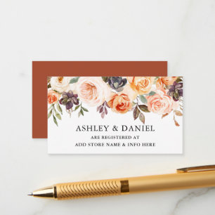 Carte D'accompagnement Aquarelle Floral Terracotta Registre Mariage