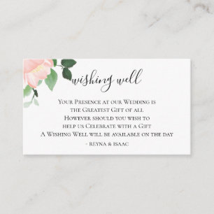 Carte D'accompagnement Aquarelle florale Blush Mariage Wishing well