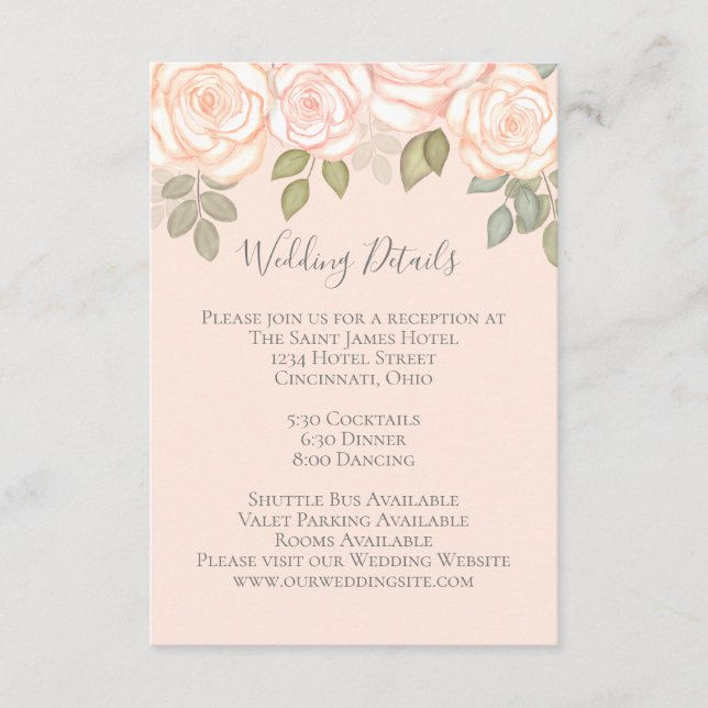 Carte D'accompagnement Aquarelle florale Détails Mariage élégant (Devant)
