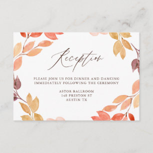 Carte D'accompagnement Aquarelle Foliage d'automne Réception de mariage
