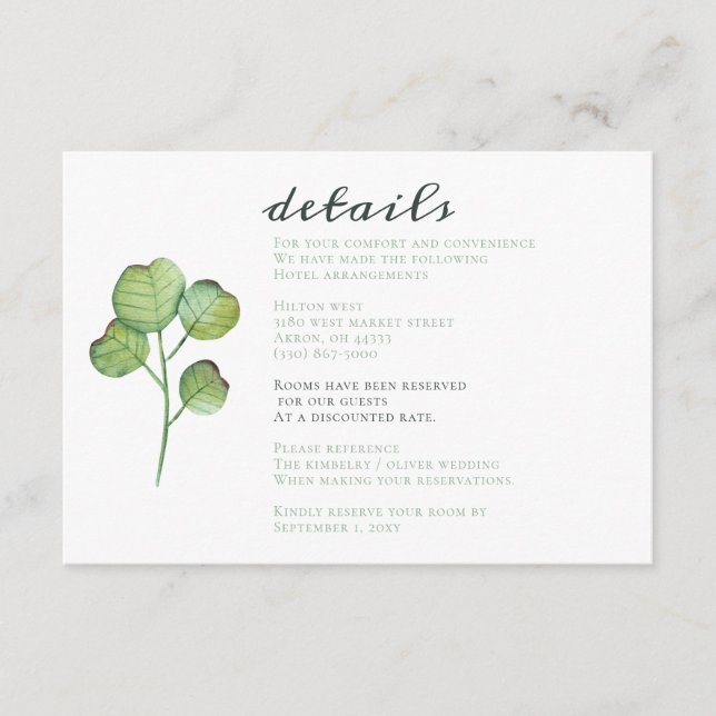 Carte D'accompagnement Aquarelle Foliage Mariage de verdure (Devant)