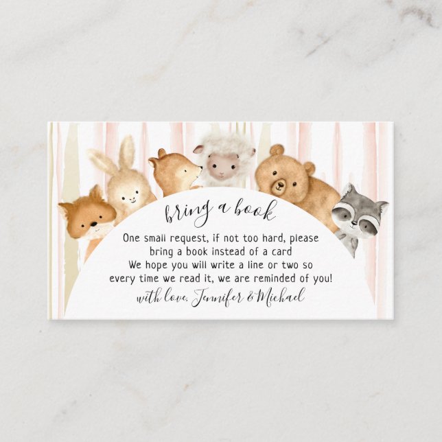 Carte D'accompagnement Aquarelle Forêt célèbre Bébé Animaux Apportent un  (Devant)