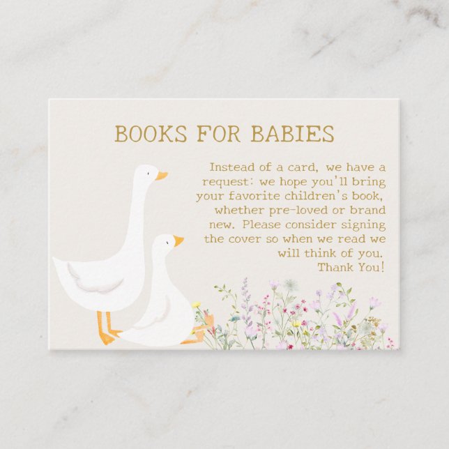 Carte D'accompagnement Aquarelle Goose Twins Baby shower Demande de réser (Devant)