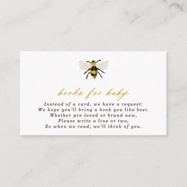 Carte D'accompagnement Aquarelle Honey Bee Books for Baby (Devant)