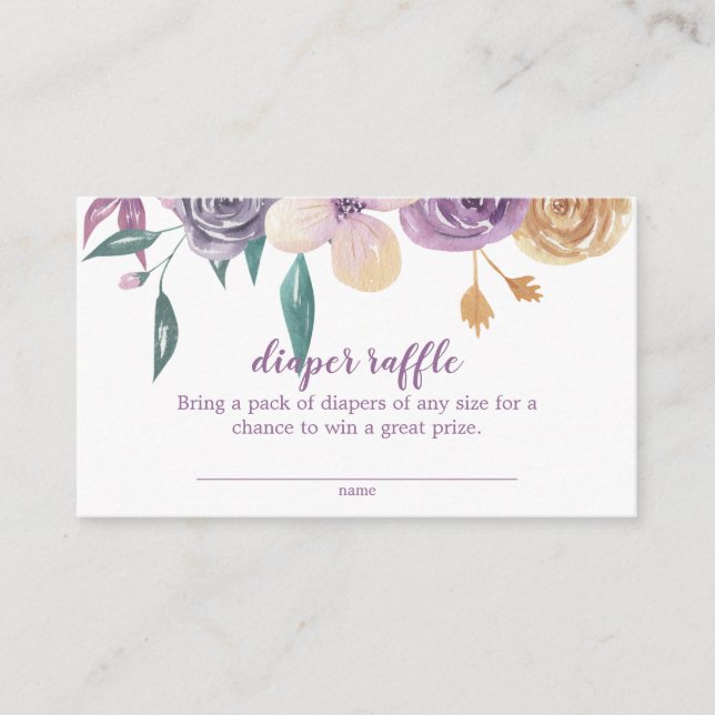 Carte D'accompagnement Aquarelle Lavande Florale Bébé Raffle (Devant)