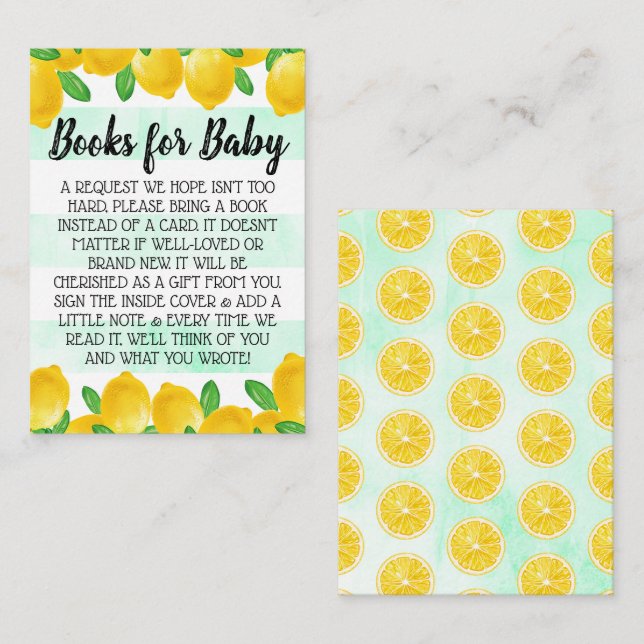 Carte D'accompagnement Aquarelle Lemon Tree Baby shower Demande de réserv (Devant / Derrière)