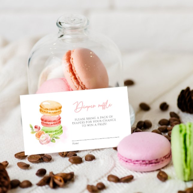 Carte D'accompagnement Aquarelle Macarons Baby shower Déchets Raffin (Créateur téléchargé)