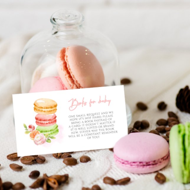 Carte D'accompagnement Aquarelle Macarons Baby showers Livres Pour Bébé E (Créateur téléchargé)