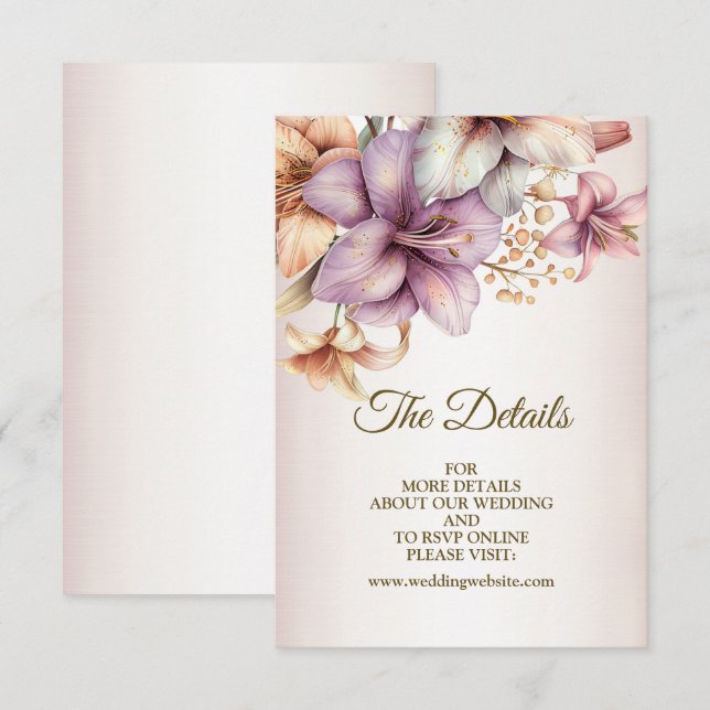Carte D'accompagnement Aquarelle mariage Boho Rose Fleurs Élégantes (Devant / Derrière)
