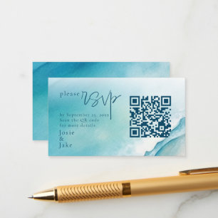 Carte D'accompagnement Aquarelle Mer et sable RSVP avec code QR