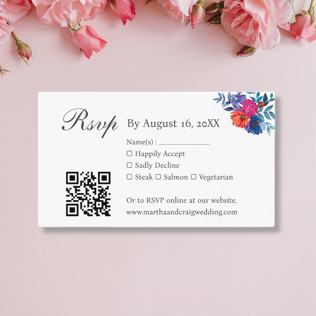 Carte D'accompagnement Aquarelle mexicaine Fiesta Wedding RSVP QR Code (Créateur téléchargé)
