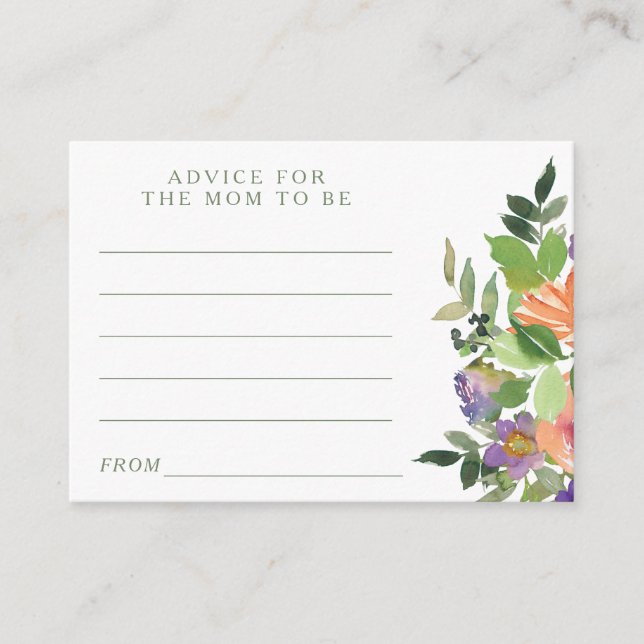 Carte D'accompagnement Aquarelle minimale Orange Floral Conseils pour mam (Devant)