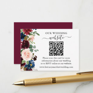 Carte D'accompagnement Aquarelle Mixte Floral Mariage Website QR