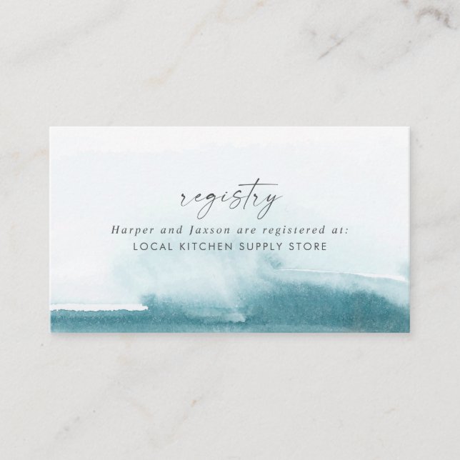 Carte D'accompagnement Aquarelle moderne | Registre cadeau Turquoise (Devant)