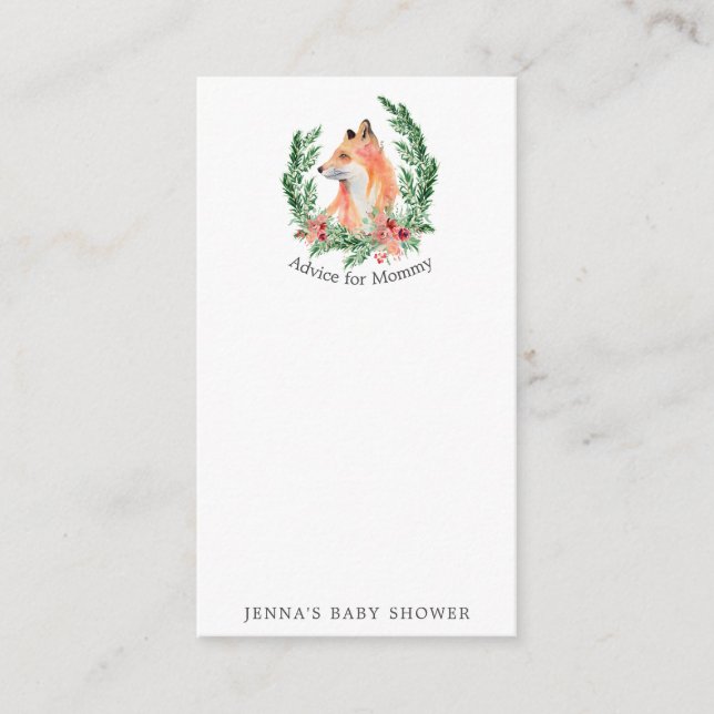 Carte D'accompagnement Aquarelle mystique renard Baby shower Conseils (Devant)
