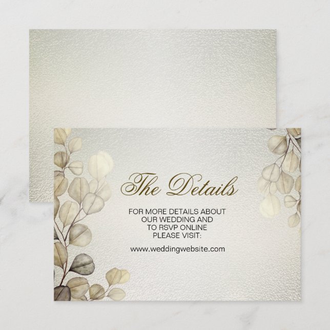 Carte D'accompagnement Aquarelle Or Eucalyptus Foliage Mariage brillant (Devant / Derrière)