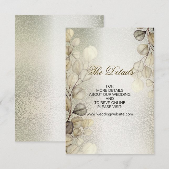 Carte D'accompagnement Aquarelle Or Eucalyptus Foliage Mariage brillant