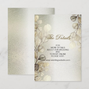 Carte D'accompagnement Aquarelle Or Eucalyptus Foliage Mariage brillant