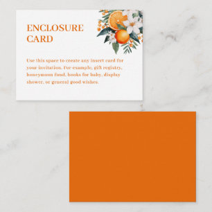Carte D'accompagnement Aquarelle Orange Citrus Mandarin Verdure