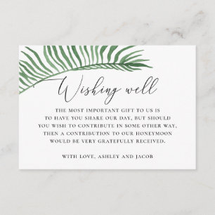 Carte D'accompagnement Aquarelle palme tropicale mariage souhaitant bien
