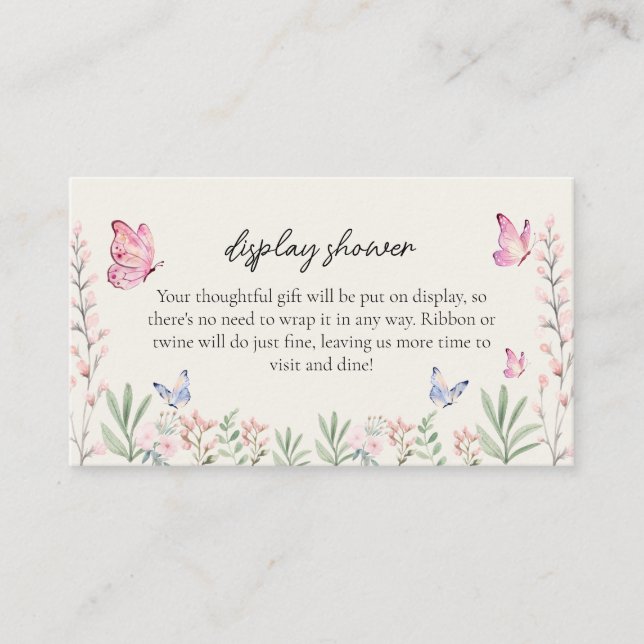 Carte D'accompagnement Aquarelle Papillons Baby shower Affichage douche (Devant)