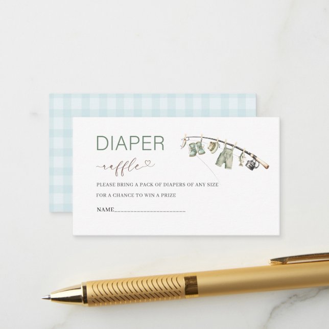Carte D'accompagnement Aquarelle Petit pêcheur baby shower couche ra (Devant/Arrière en situation)
