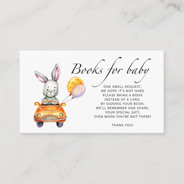 Carte D'accompagnement Aquarelle petits livres de lapin pour bébé pour bi (Devant)