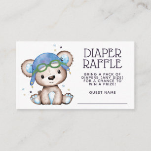 Carte D'accompagnement Aquarelle Pilote Teddy Bear Diaper Raffin