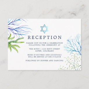 Carte D'accompagnement Aquarelle Plage d'algues Bat mitzvah à thème