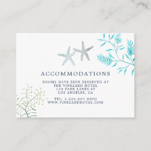Carte D'accompagnement Aquarelle Plage d'algues Hébergements de mariage