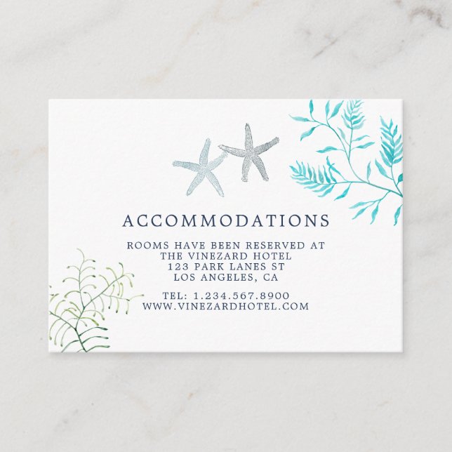 Carte D'accompagnement Aquarelle Plage d'algues Hébergements de mariage (Devant)