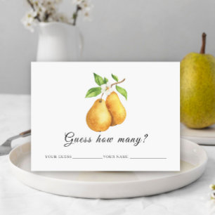 Carte D'accompagnement Aquarelle poires Devinez combien de jeux de mariée