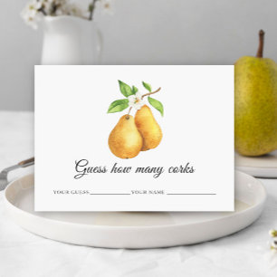 Carte D'accompagnement Aquarelle poires Devinez combien de lièges jeu de 